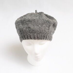 Hand knit Heathered Charcoal Gray French Parisian Beret